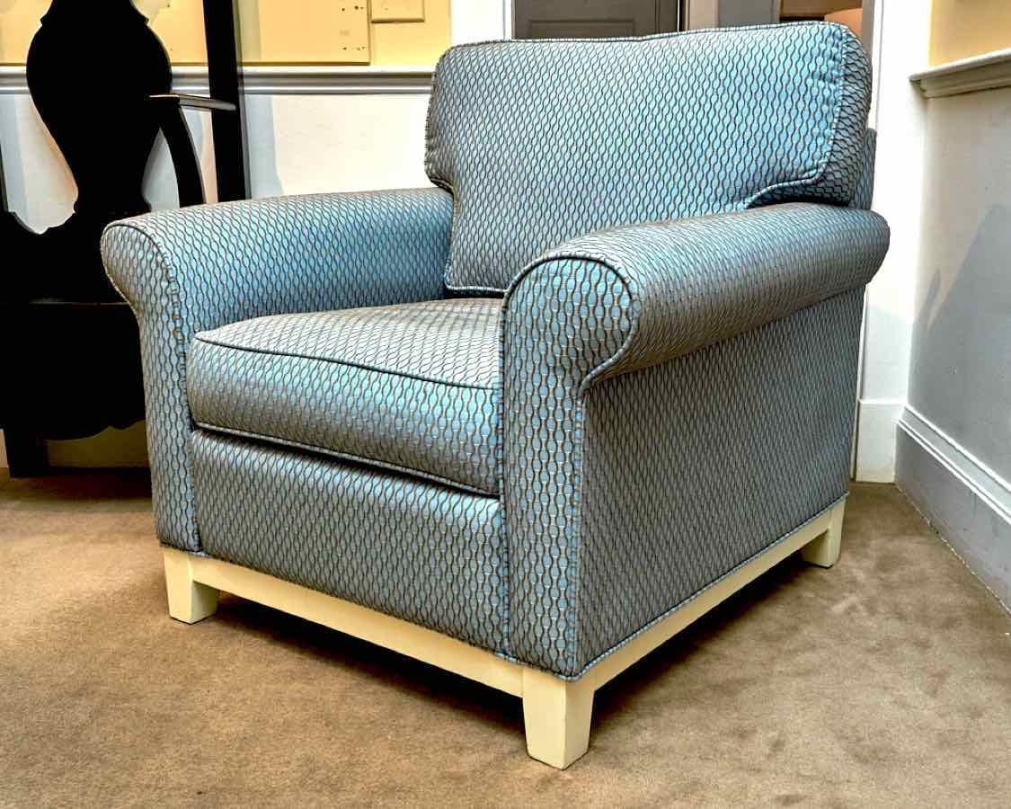 Upholstered In 'Dimple Azure White Base legs Capris Chair