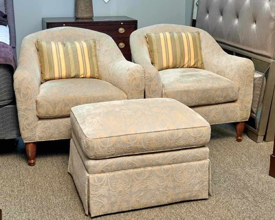  Damask Chairs & Ottoman 