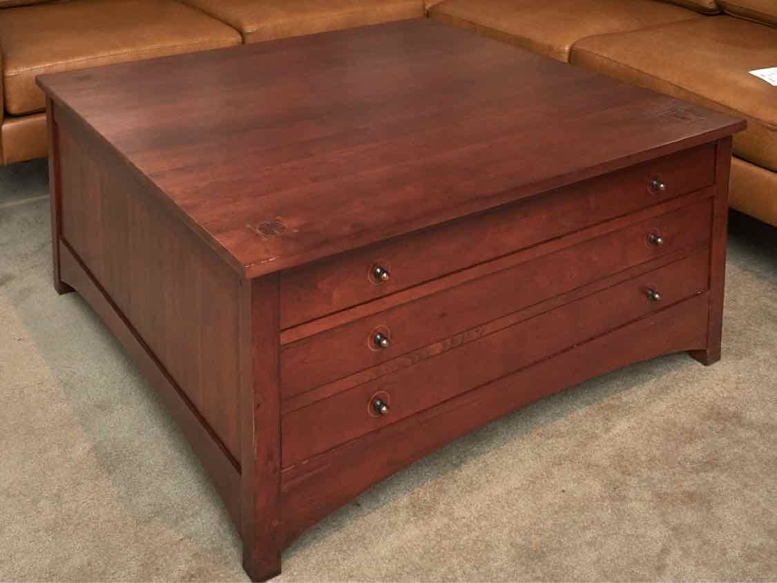 Stickley 'Harvey Ellis' Cherry Map Cocktail Table with 4 Drawers