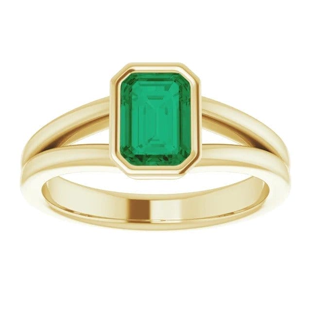 Image of Loretta 14K Gold Split Shank Bezel Birthstone Ring (1 CT DEW)