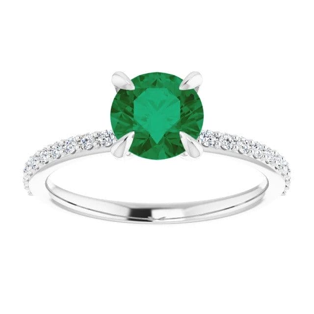 Image of Calia 14K Gold Round Emerald Straight Preset Engagement Ring (1 1/4 CT DEW)