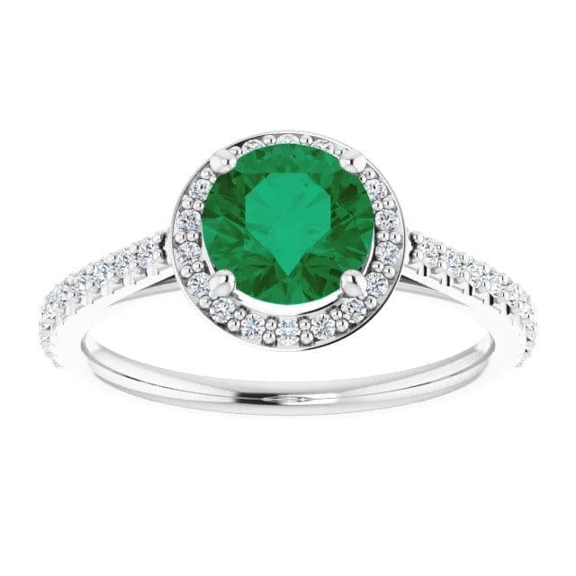 Image of Hazel 14K Gold Round Emerald Halo Preset Engagement Ring (1 1/3 CT DEW)