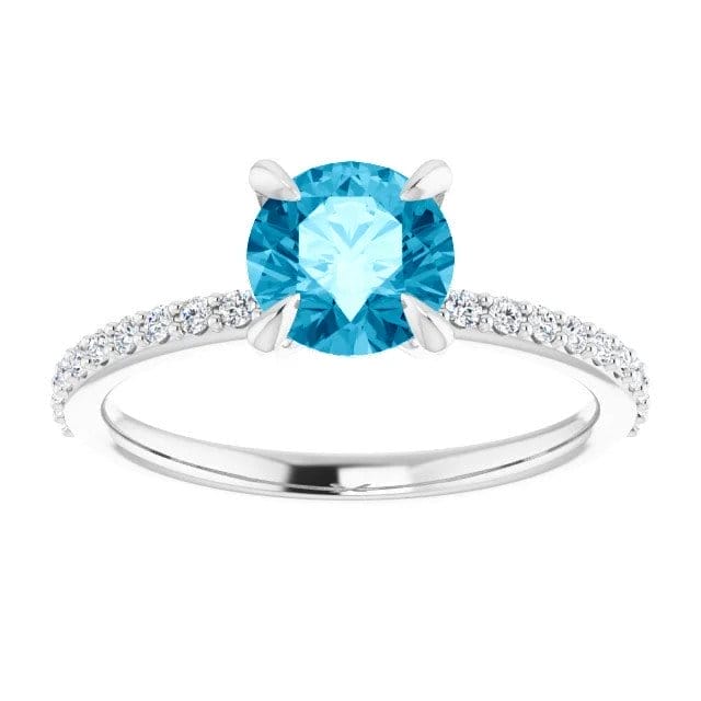 Image of Calia 14K Gold Round Aquamarine Straight Preset Engagement Ring (1 1/4 CT DEW)