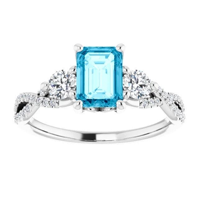 Image of Mona 14K Gold Emerald Aquamarine & Diamond Criss Cross Preset Engagement Ring (1 1/3 CT DEW)