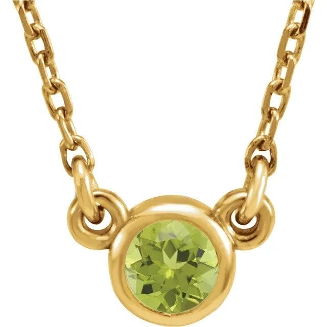 Image of Sienna 14K Yellow Gold Bezel Set Solitaire Peridot Pendant Necklace (1/10 CT DEW)