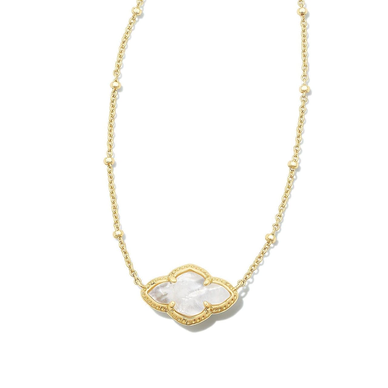 Image of Kendra Scott Abbie Pendant Necklace in Gold Ivory Mother of Pearl