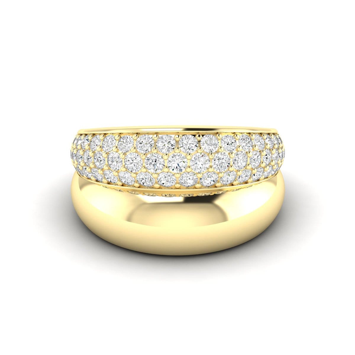 Image of 14K Yellow Gold Pave Diamond Double Cloud Dome Ring (1 1/5 TCW)