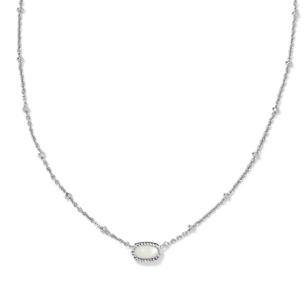 Image of Kendra Scott Mini Elisa Satellite Pendant Necklace in Silver Ivory Mother of Pearl