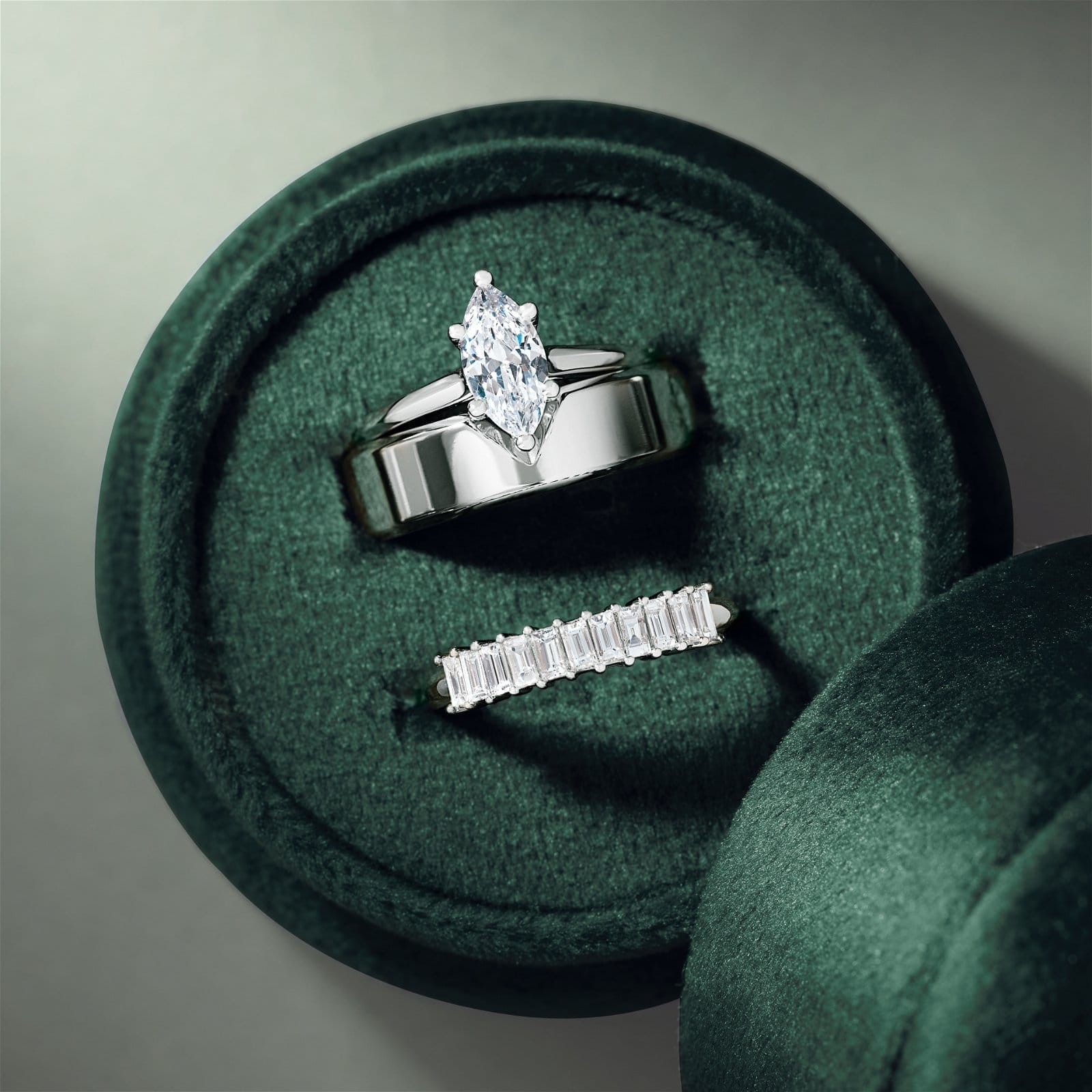 Green box with engagement ring