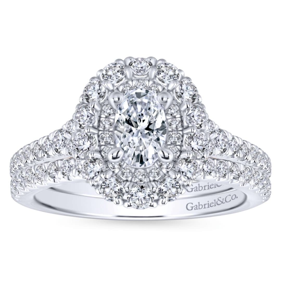 Image of Barbarella Oval Diamond Double Halo Preset Bridal Set (1 3/8 TCW)