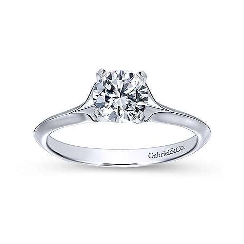 Image of Ellis 14K White Gold Round Moissanite Solitaire Engagement Ring (2/3 CT DEW)