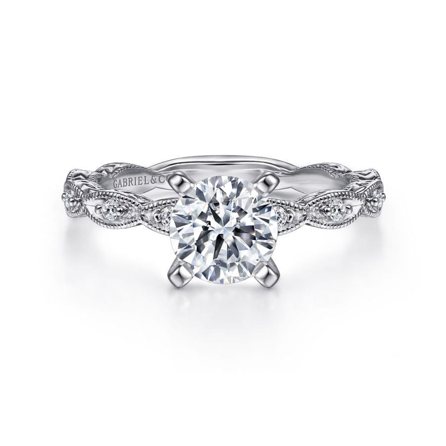 Image of Sadie 14K White Gold Round Moissanite Straight Engagement Ring (7/8 TCW)