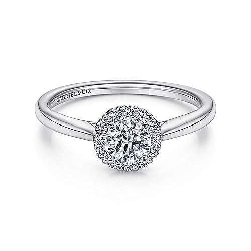 Image of Althea 14K White Gold Round Moissanite Halo Engagement Ring (5/8 TCW)