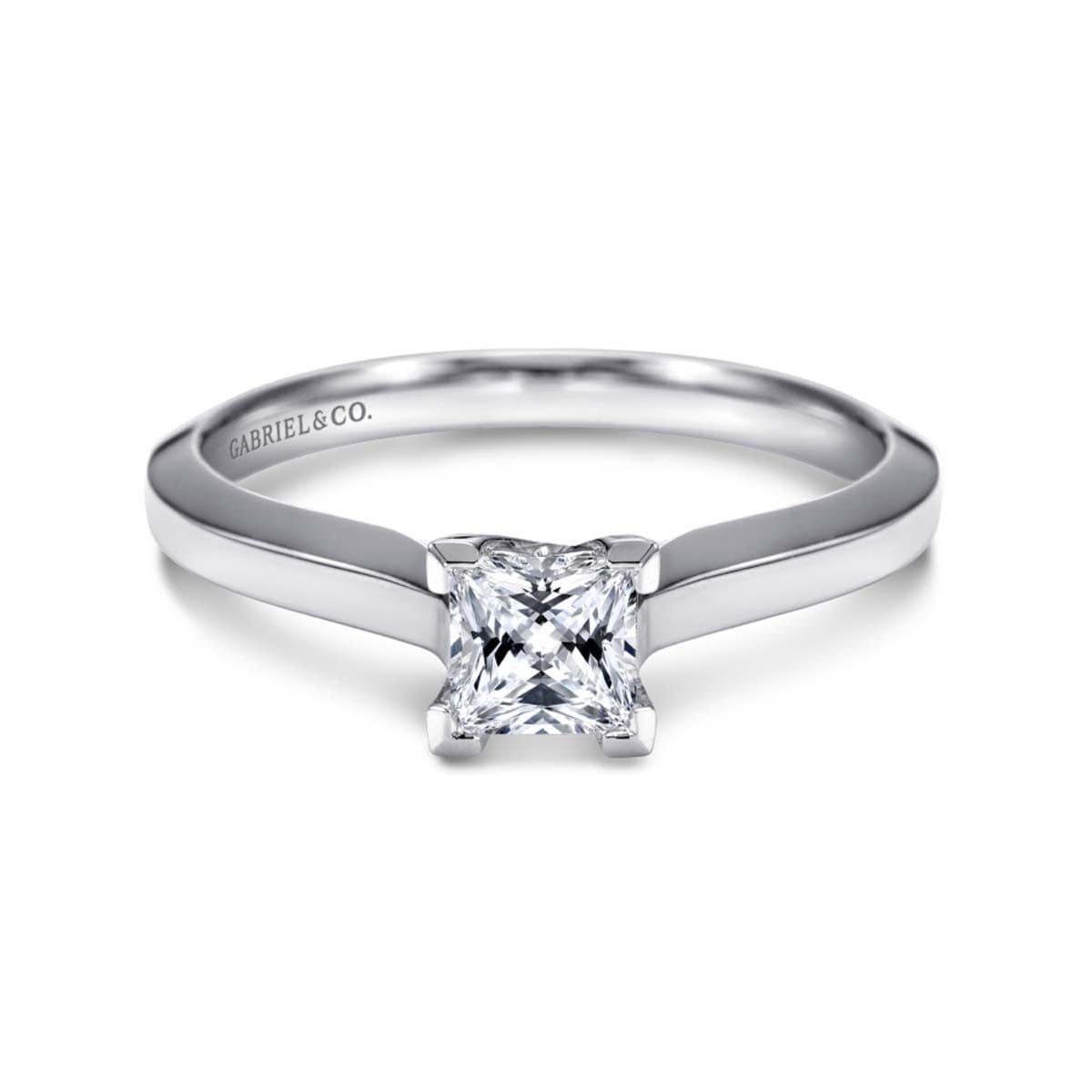 Image of Hunter 14K White Gold Princess Moissanite Solitaire Engagement Ring (1/2 CT DEW)