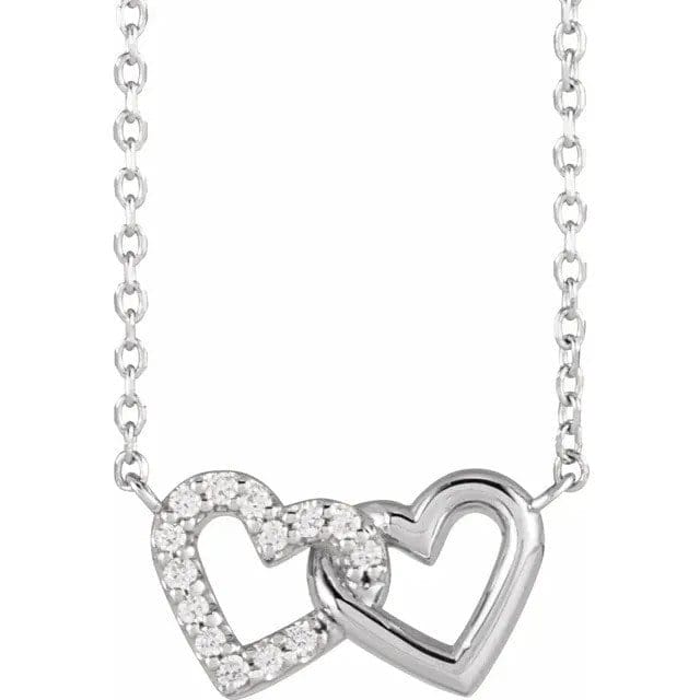 Image of Rosa 14K Gold Diamond Interlocking Hearts Pendant Necklace (1/15 TCW)