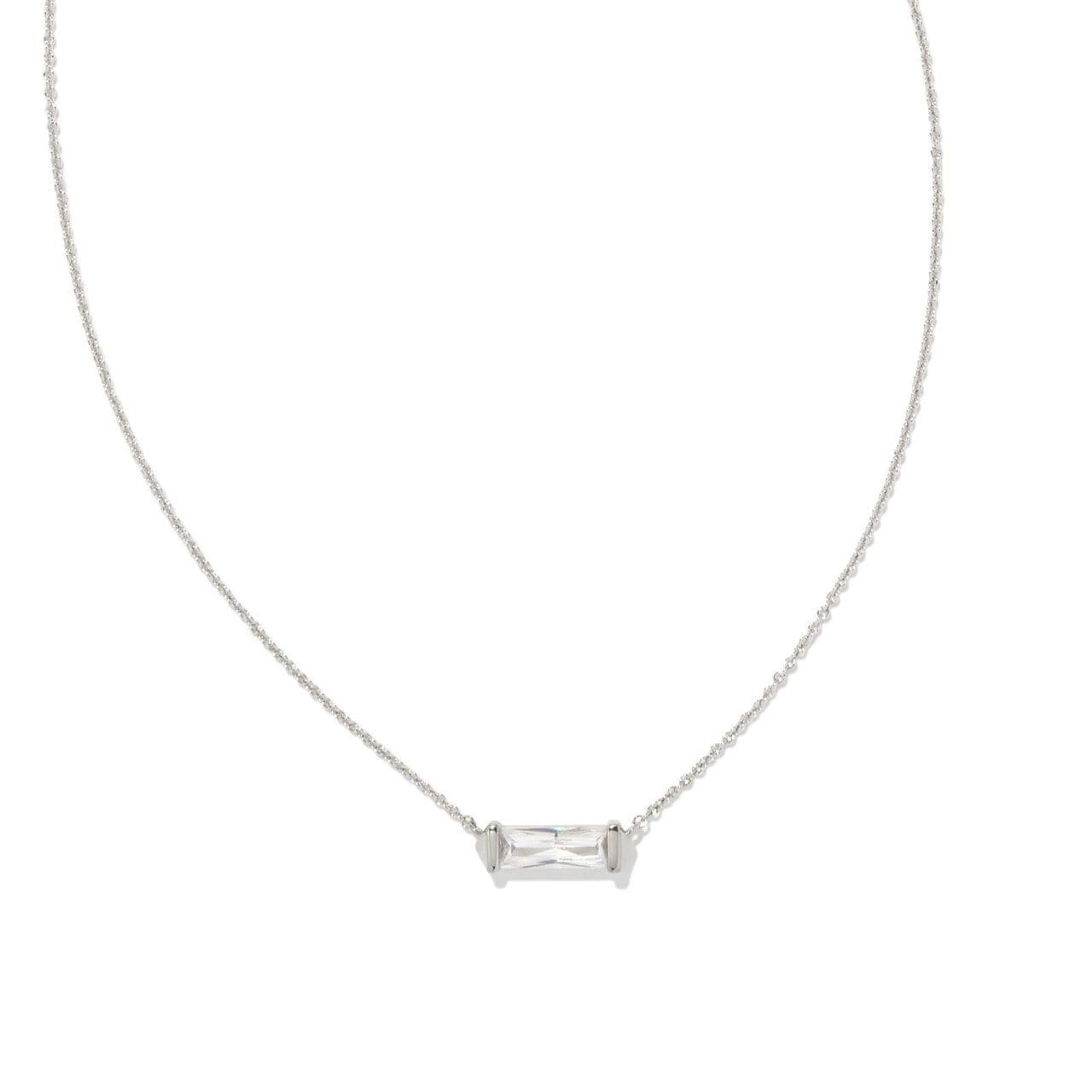 Image of Kendra Scott Fletcher Pendant Necklace in White Crystal