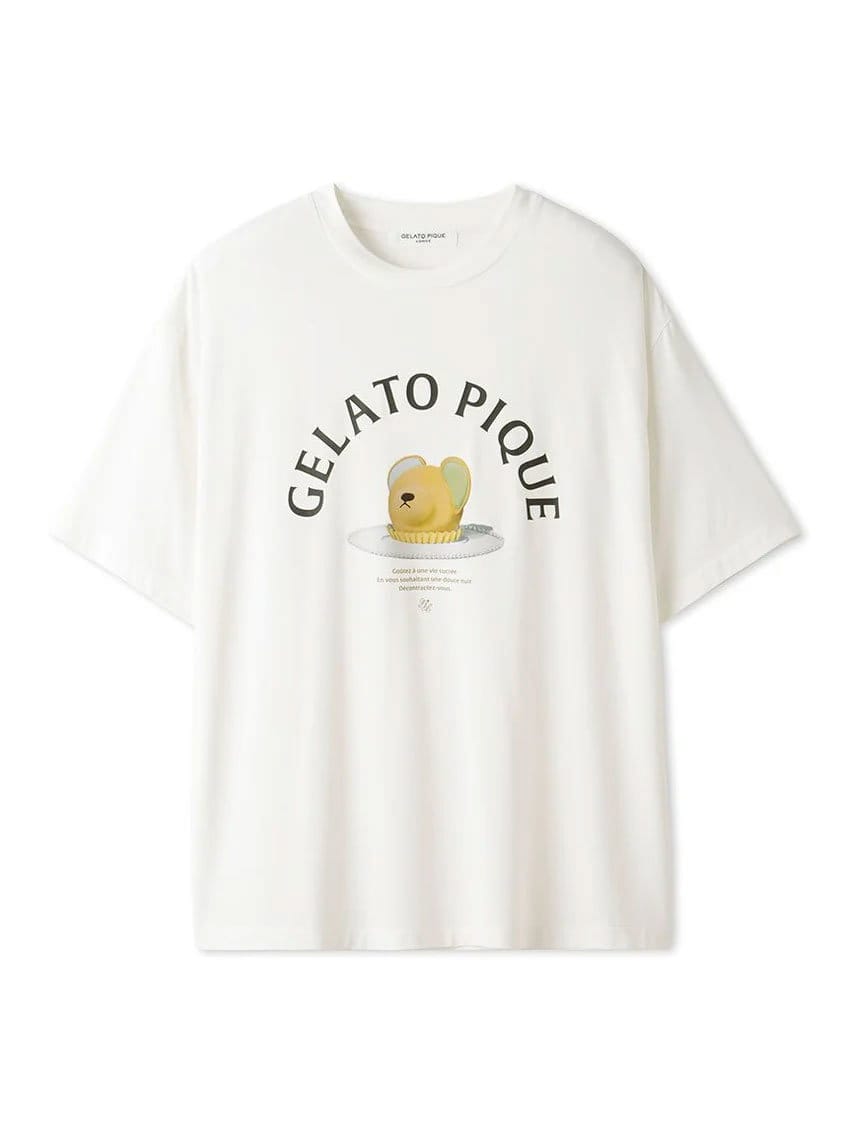 MEN'S Rayon Bear Cake Motif Lounge T-shirt