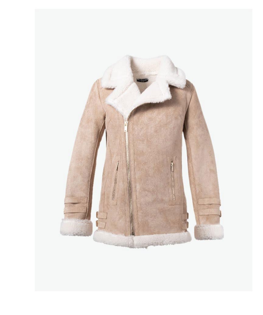 Nikita Faux Suede Shearling Jacket - Taupe/White >> Shop Now