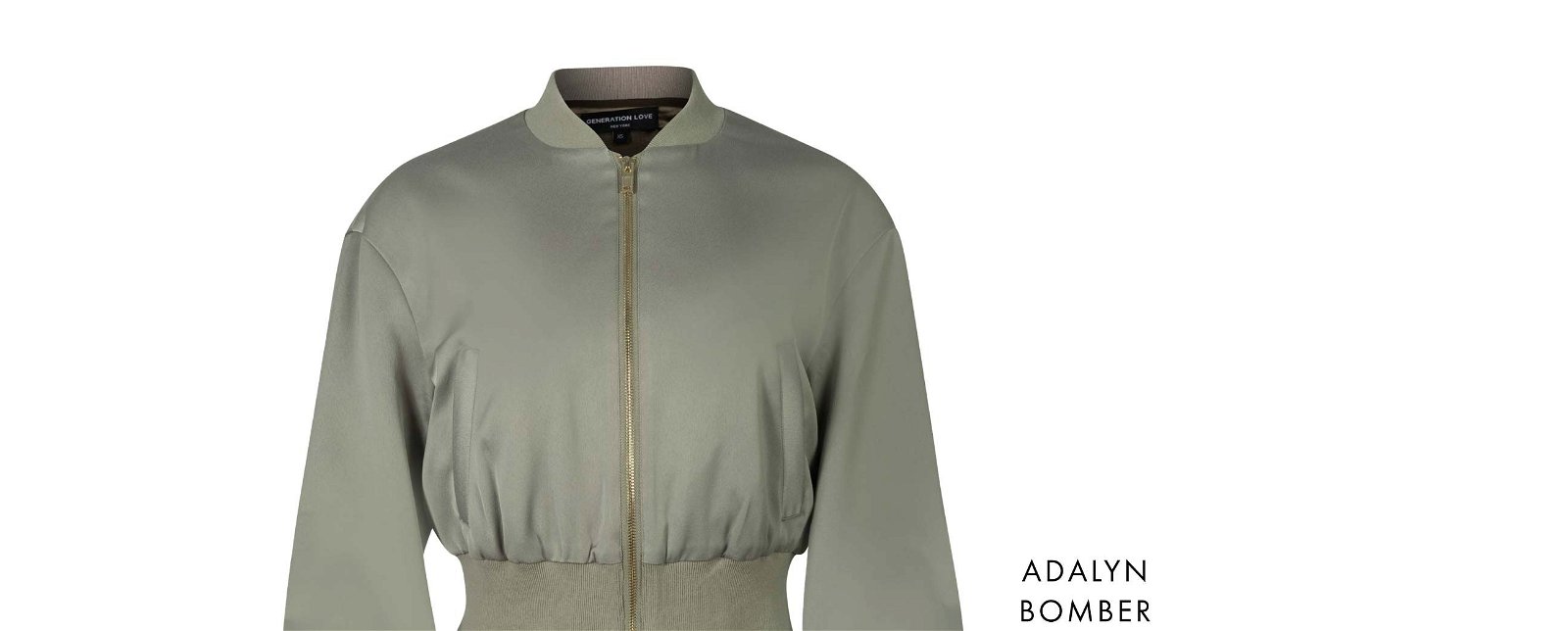 Adalyn Satin Bomber - Sage >> Shop Now