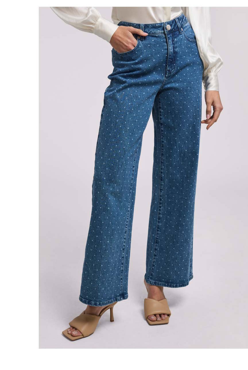 Judith Polka Dot Denim Pants - Blue Crush >> Shop Now