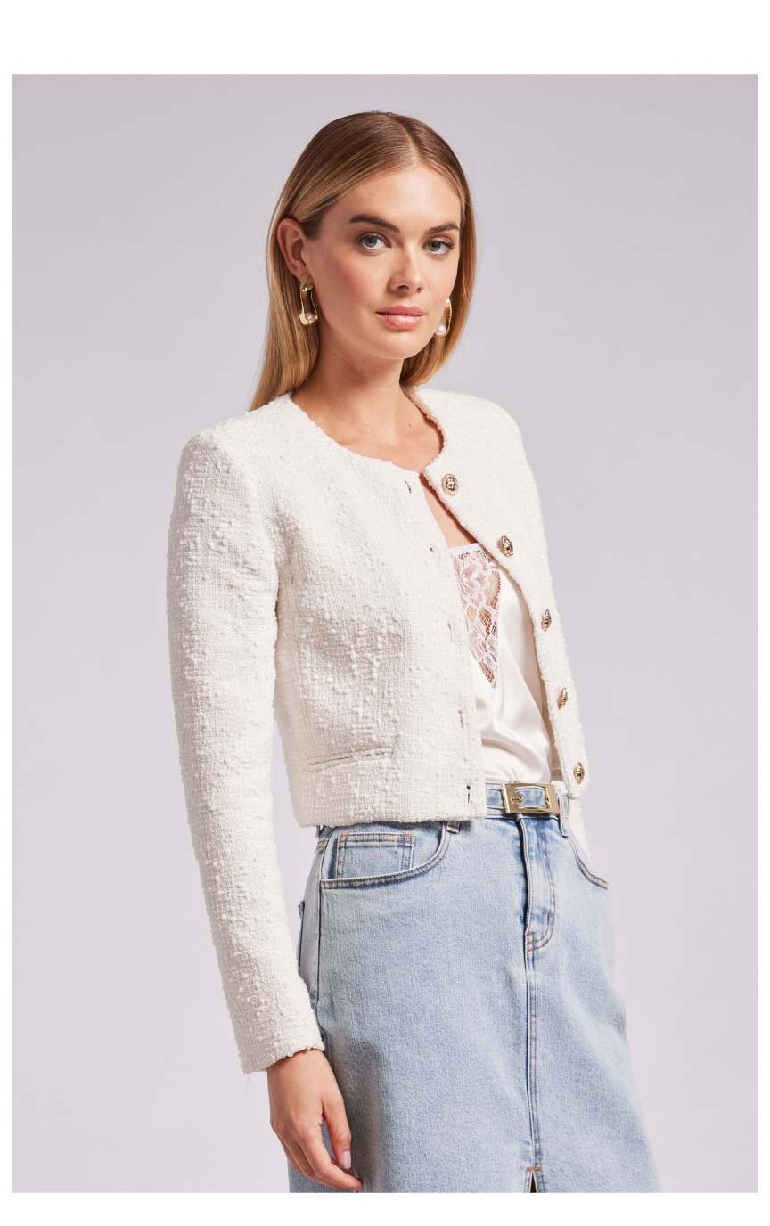 Yoonie Tweed Blazer - White >> Shop Now