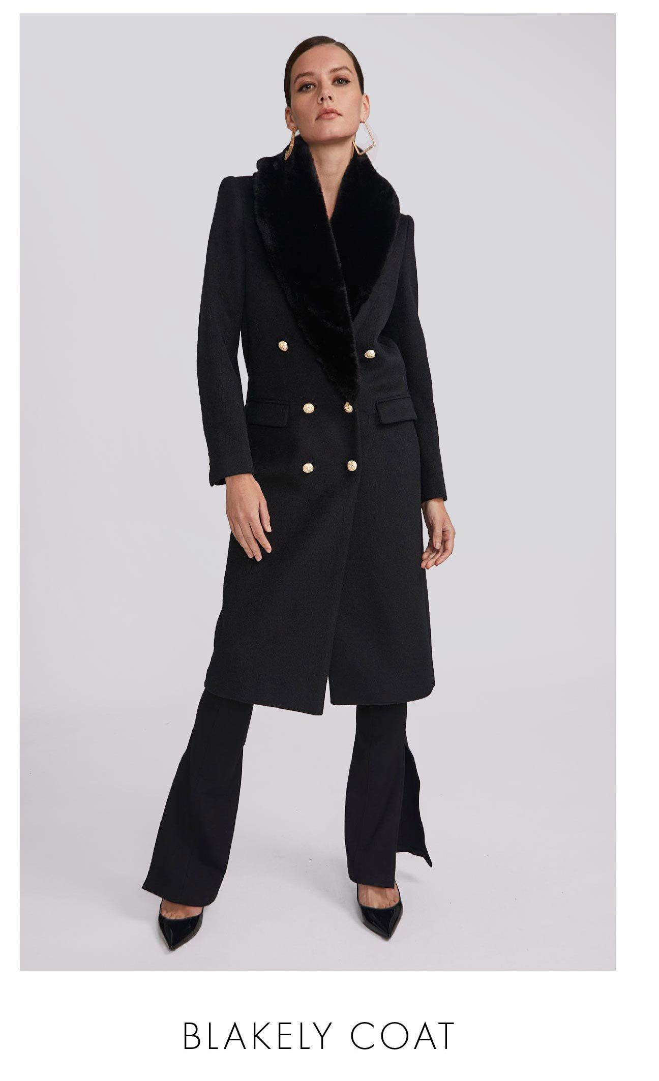 Blakely Faux Fur Combo Wool Coat - Black >> Shop Now