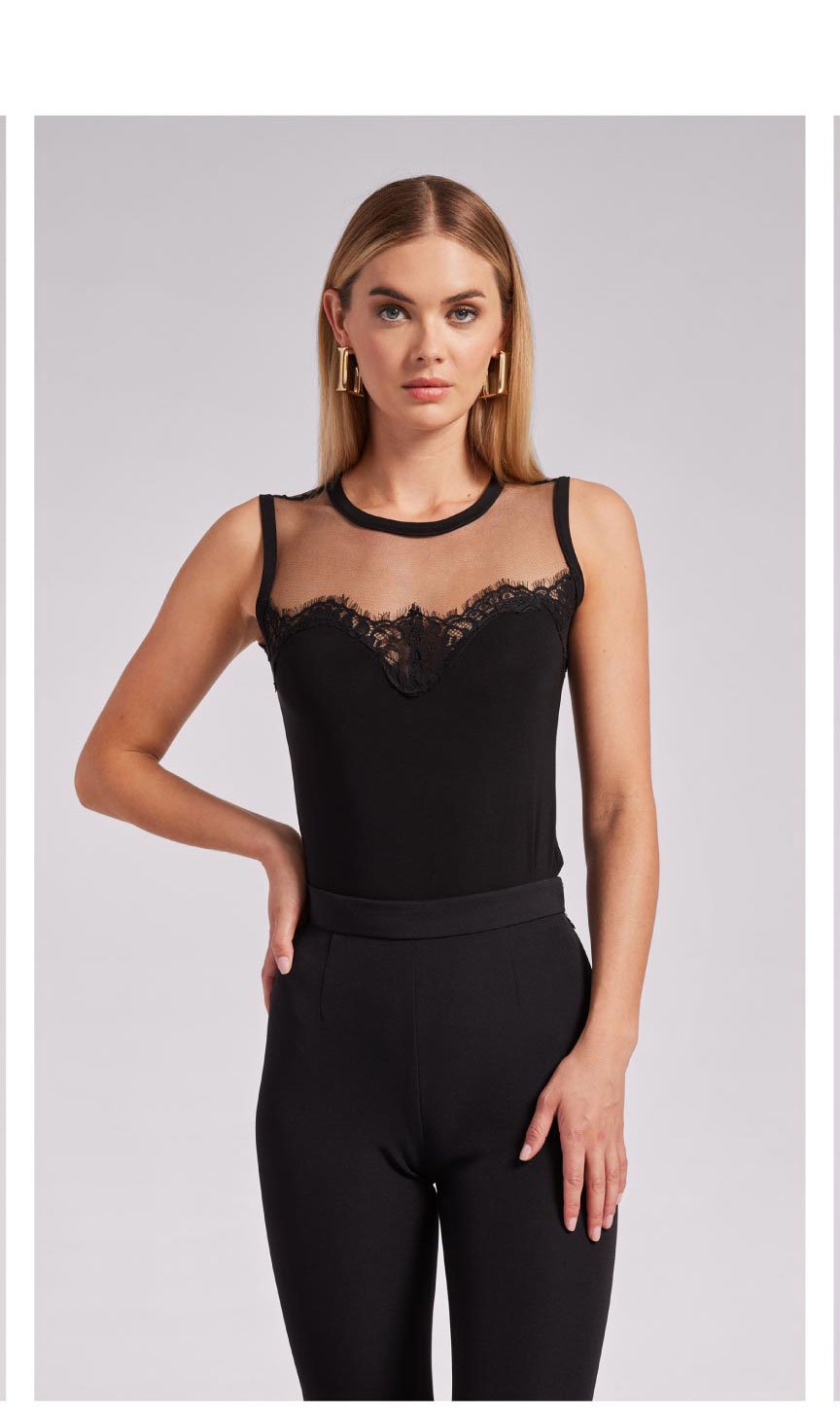 Marilyn Lace Combo Top - Black >> Shop Now