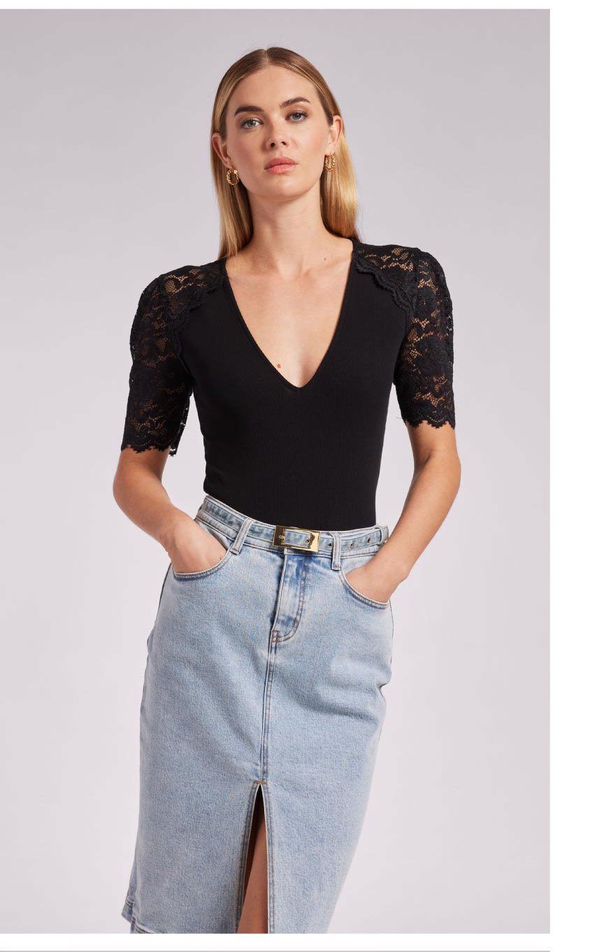 Kathleen Lace Combo Top - Black >> Shop Now