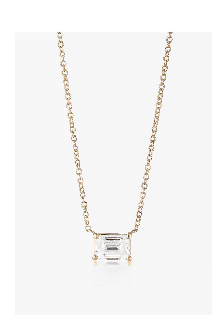 CHERIE EMERALD CUT EAST WEST PENDANT 1.01 CARAT - Yellow Gold >> Shop Now