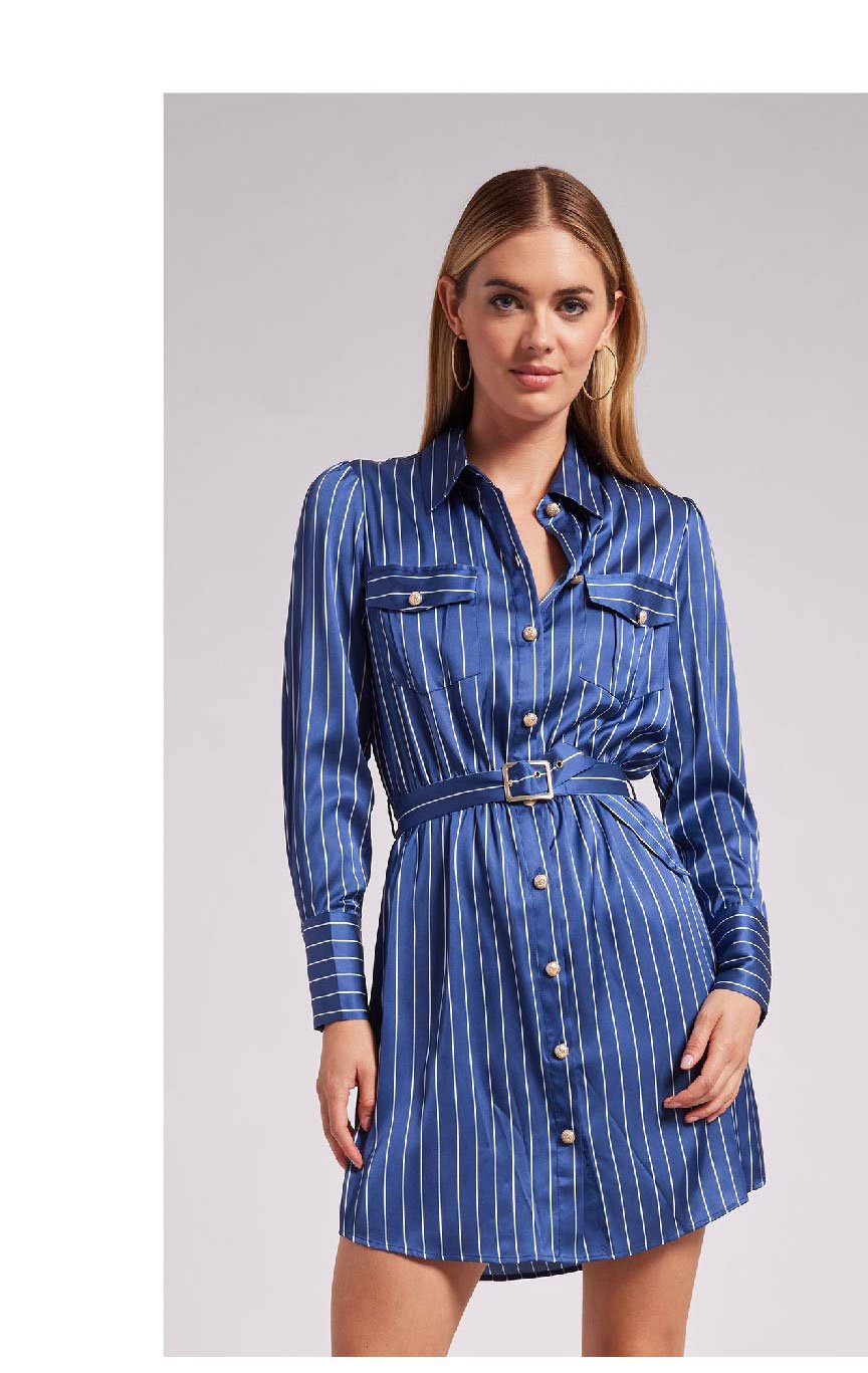 Darcelle Pinstripe Shirt Dress - Oxford/White >> Shop Now