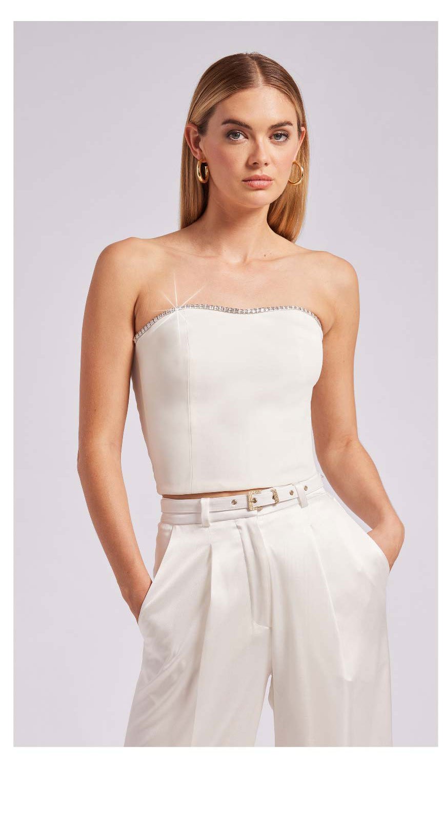 Ettie Crystal Crepe Bustier - White >> Shop Now