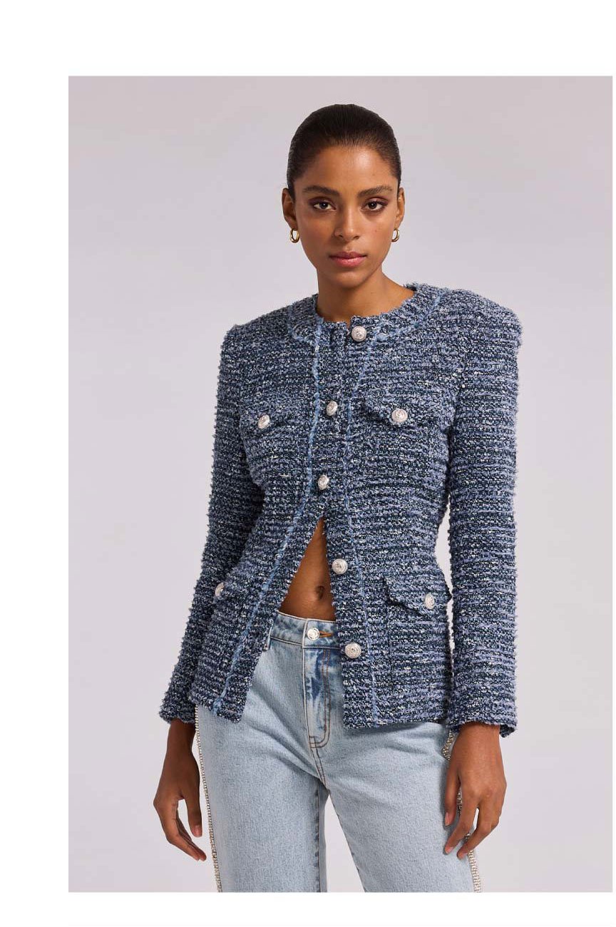 Larsa Tweed Jacket - Indigo/White >> Shop Now