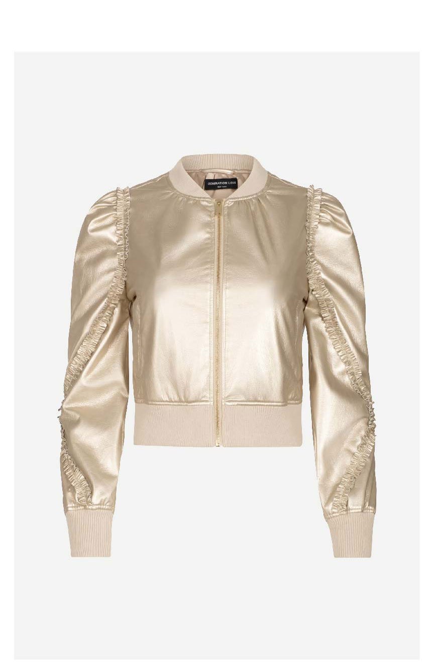 Chloe Vegan Leather Bomber - Pale Gold >> Shop Now