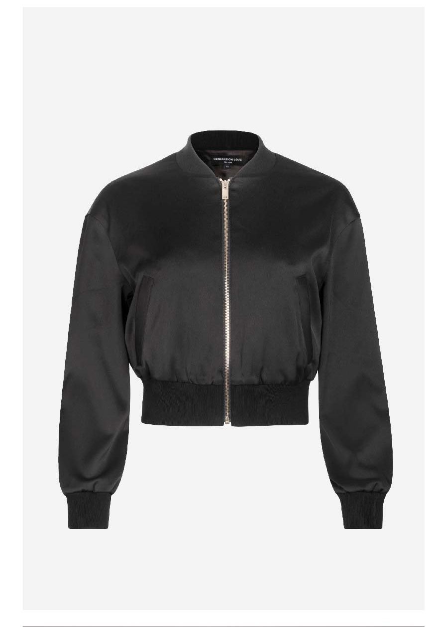 Adalyn Satin Bomber - Black >> Shop Now