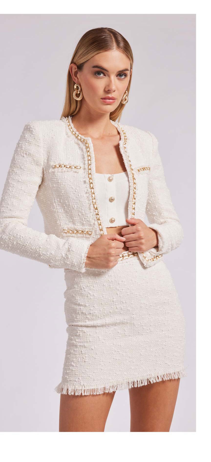 Serena Tweed Jacket - White >> Shop Now