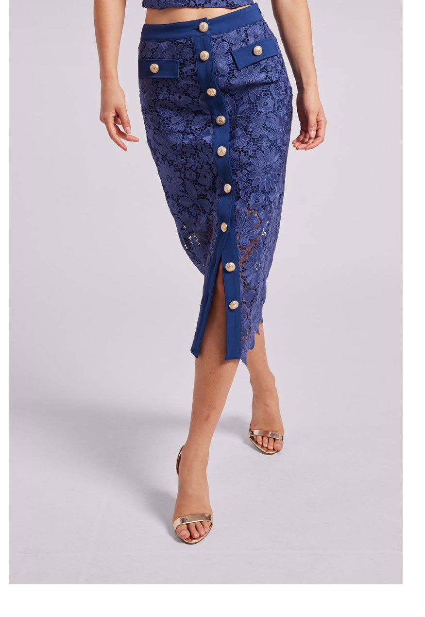 Evetta Lace Skirt - Navy >> Shop Now