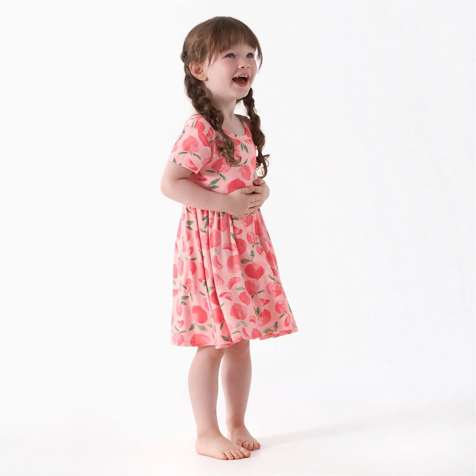 Image of Infant & Toddler Girls Just Peachy Buttery Soft Viscose Made from Eucalyptus Twirl Dress