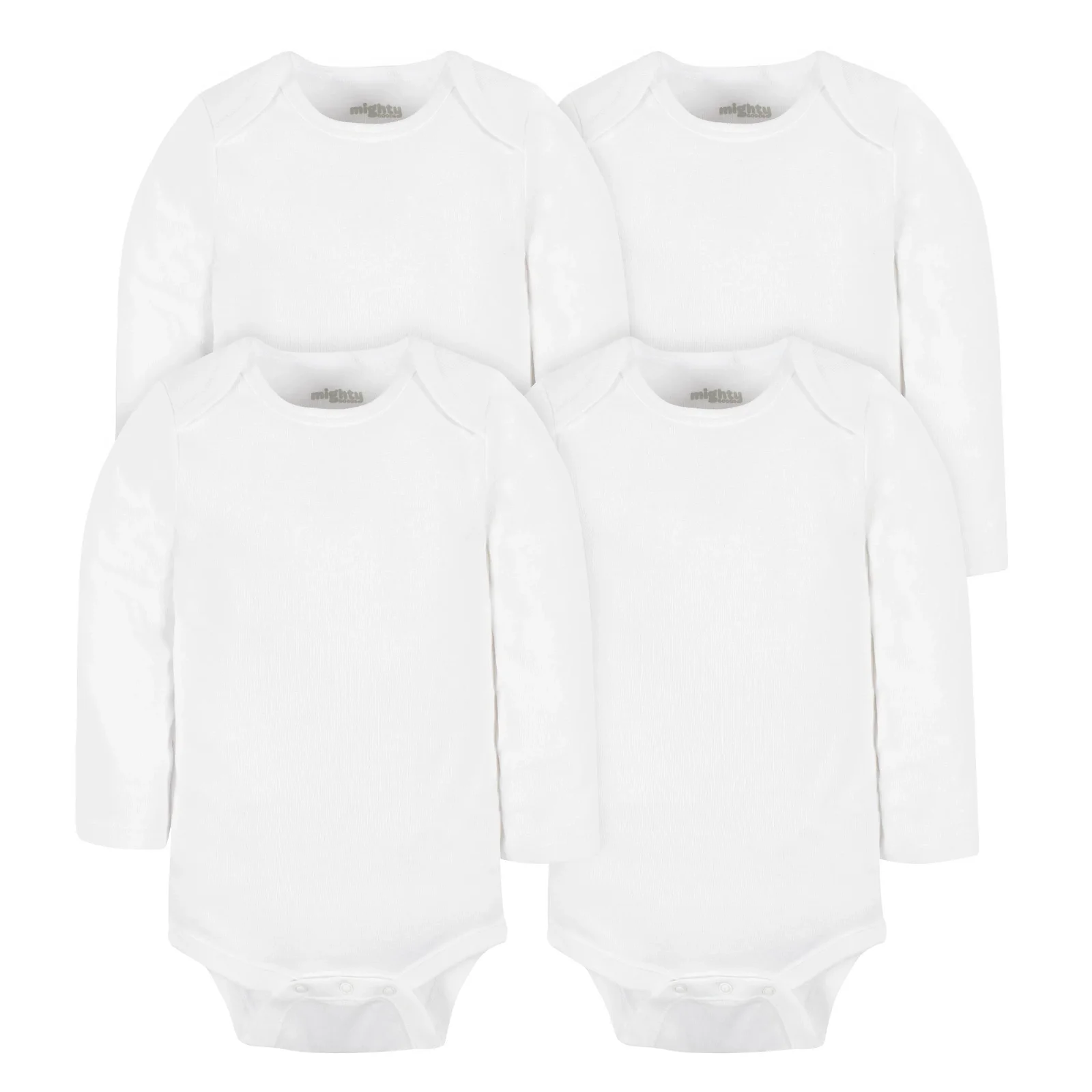 Image of 4-Pack Baby Neutral White Long Sleeve Bodysuits