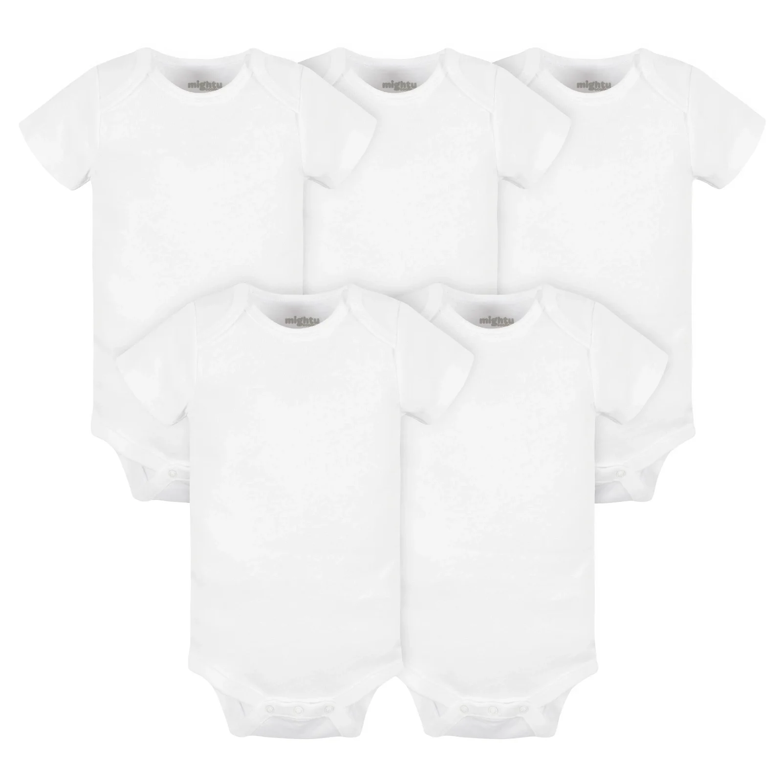 Image of 5-Pack Baby Neutral White Short Sleeve Bodysuits