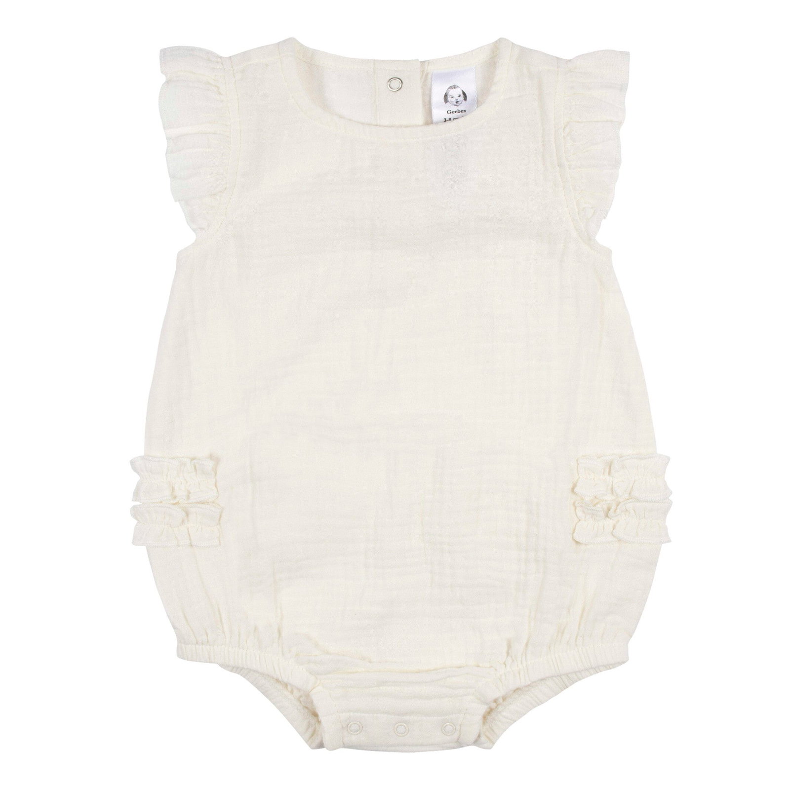 Image of Baby Girls Ivory Gauze Bubble Romper