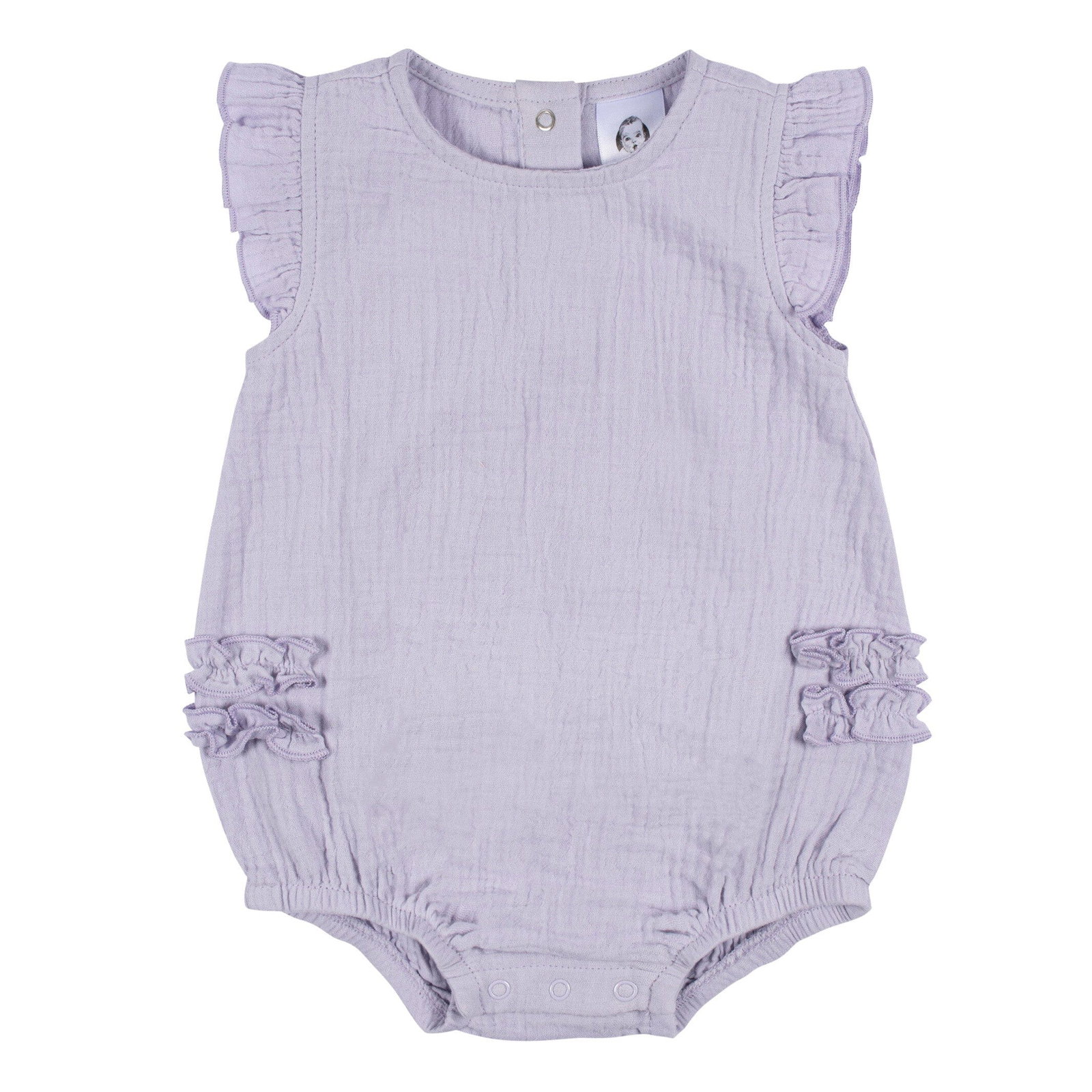 Image of Baby Girls Purple Gauze Bubble Romper