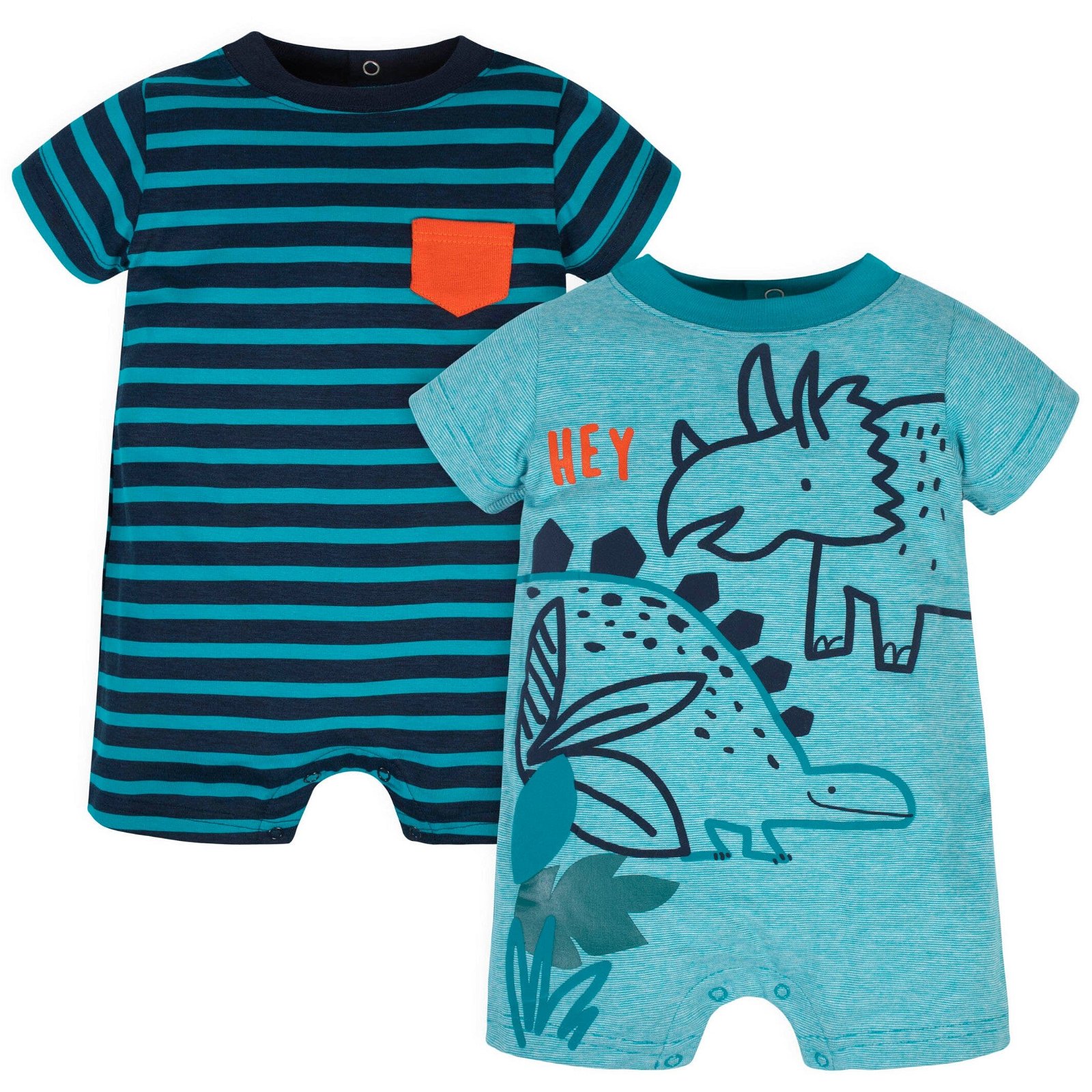 Image of 2-Pack Baby Boys Dino Blues Rompers