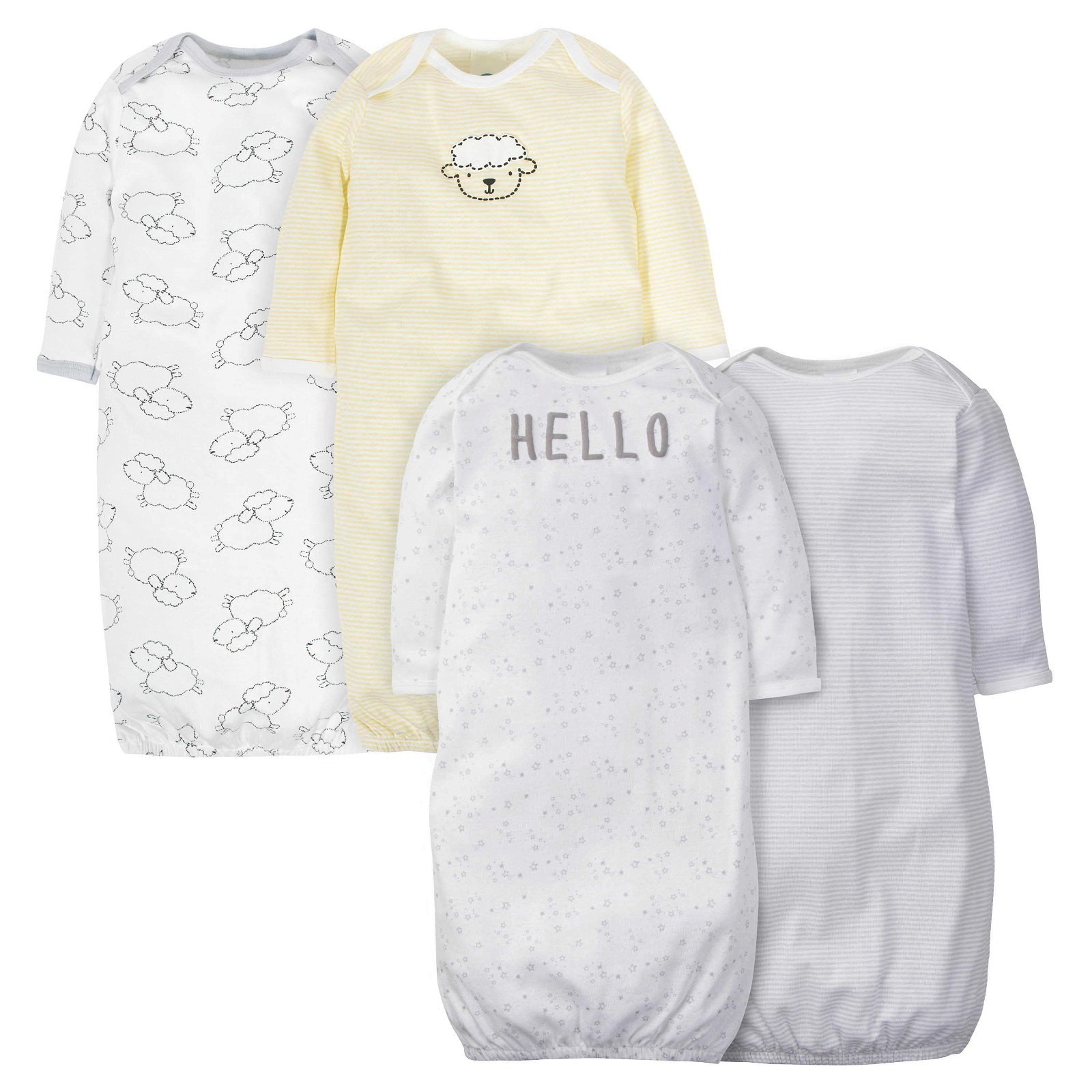 Image of 4-Pack Baby Neutral Sheep Gowns