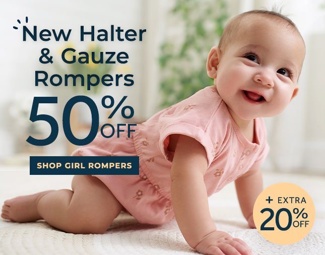 New Halter and Gauze Rompers up to 50% off