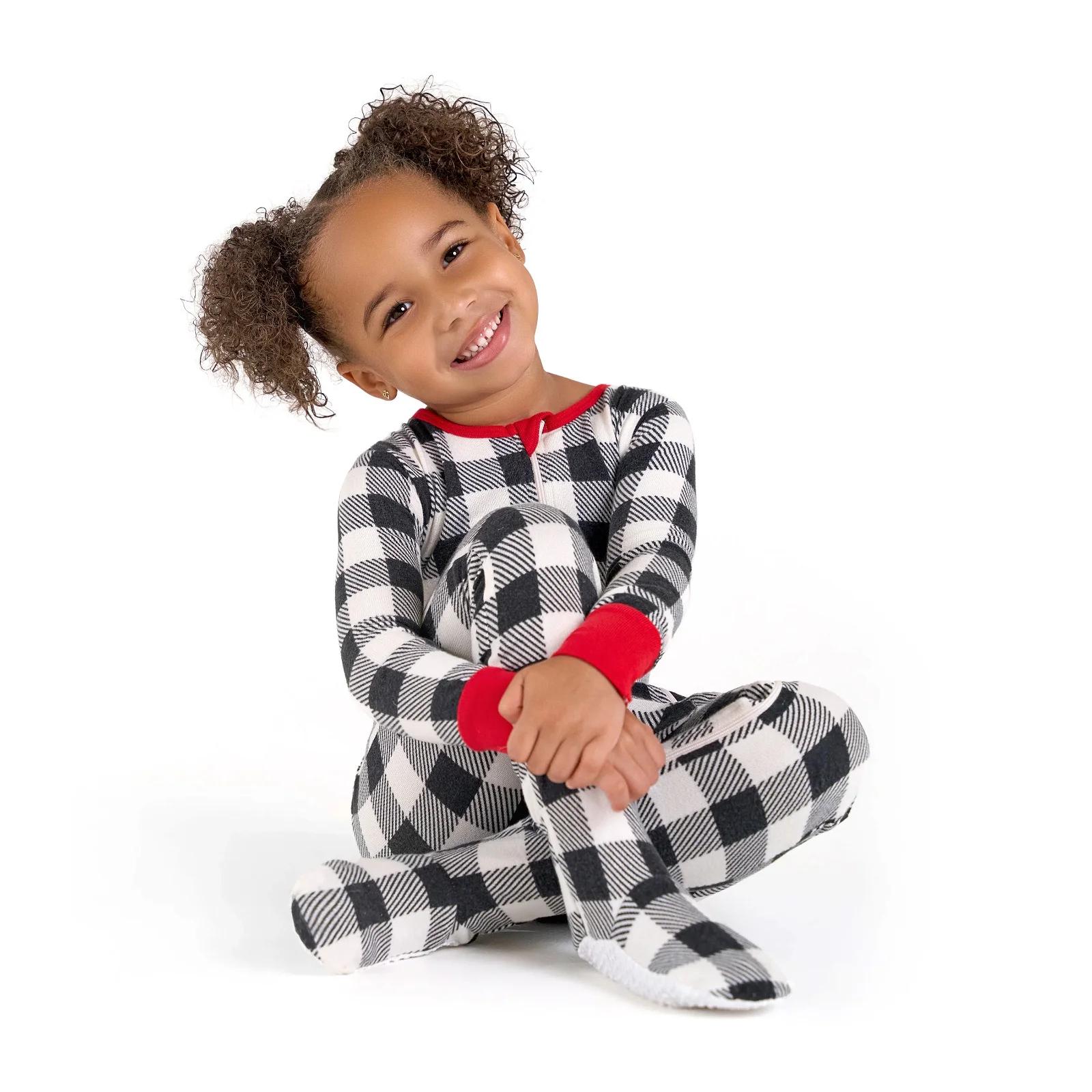 Image of Baby & Toddler Neutral Buffalo Plaid Snug Fit Footed Pajamas