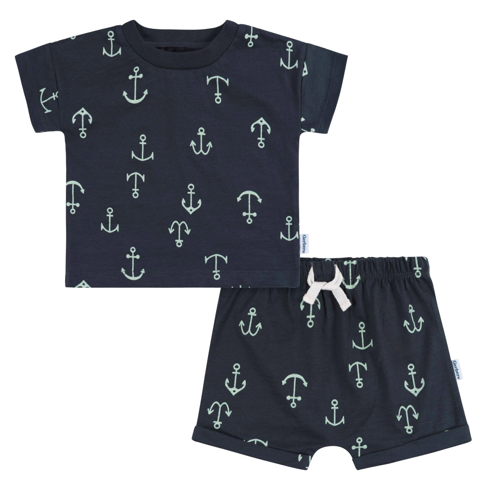 Image of 2-Piece Baby and Toddler Boys Anchor T-Shirt and Shorts Set