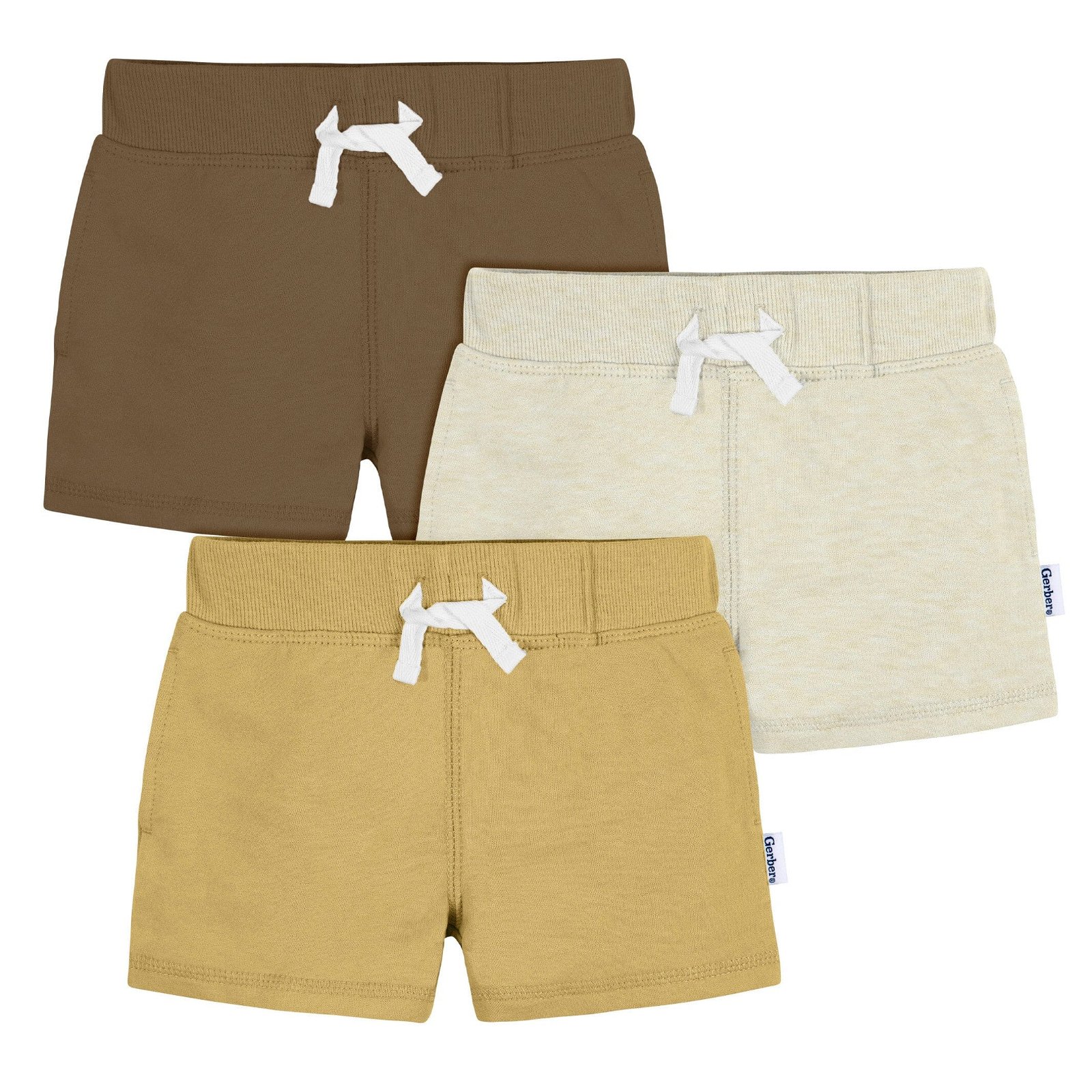 Image of 3-Pack Baby & Toddler Boys Neutrals Knit Shorts