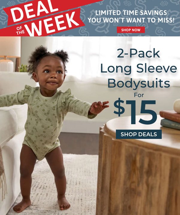 2-Pack Long Sleeve Bodysuits for \\$15