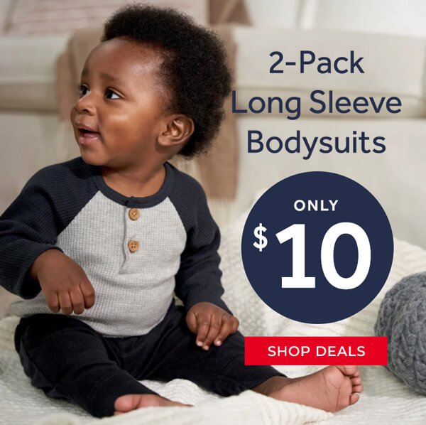 2-Pack Long Sleeve Bodysuits for \\$10