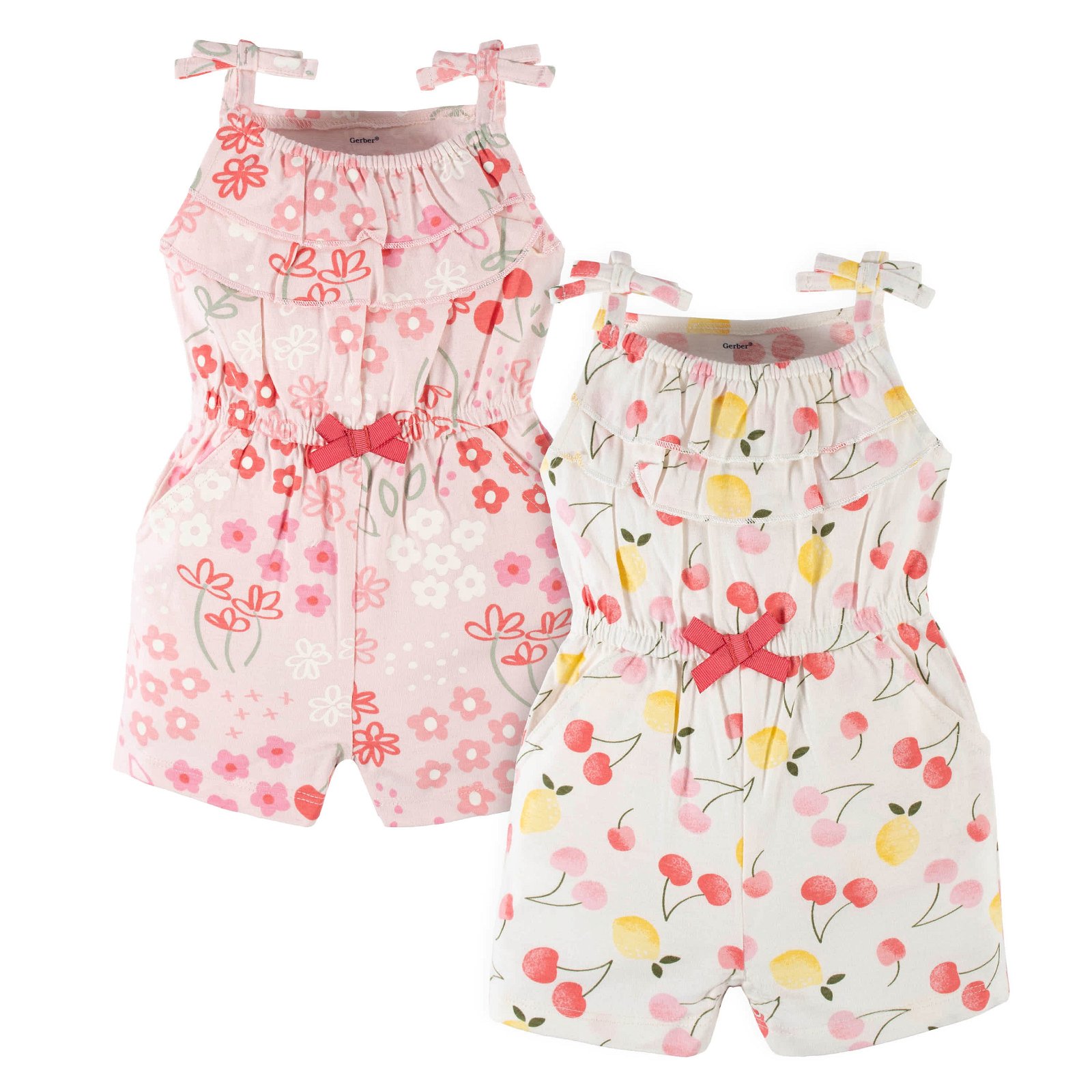 Image of 2-Pack Baby & Toddler Girls Cherry Kisses Tank Rompers